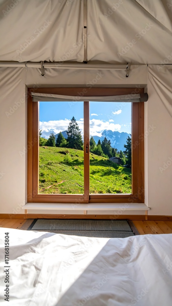Fototapeta premium Mountain view from a window