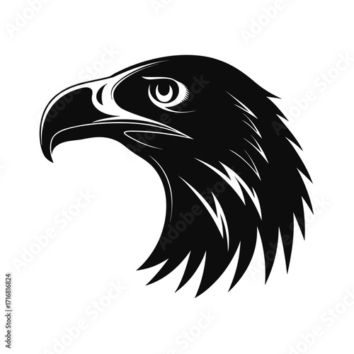 Powerful raptor bird head silhouette for advertising and branding