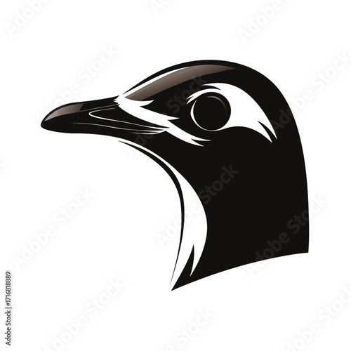 Minimalist profile silhouette of a small flightless bird head