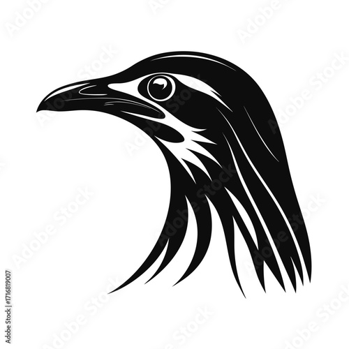 Profile silhouette of a small flightless bird head