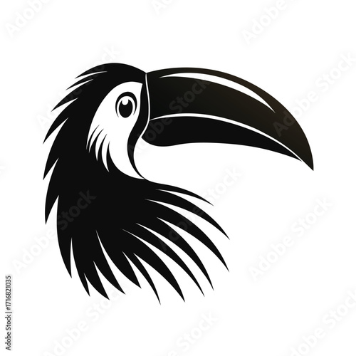 Toucan head silhouette large beak profile graphic design