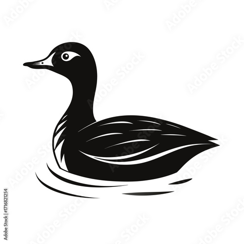 Simple silhouette of a mallard duck floating calmly