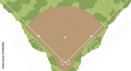 Top-down view of a baseball diamond, surrounded by grassy terrain.