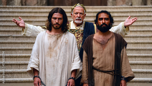 Gospel Images from the Bible NT – Jews Offered to Pick Between Jesus or Barabbas to Release