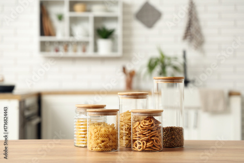 Glass jars with different p...
