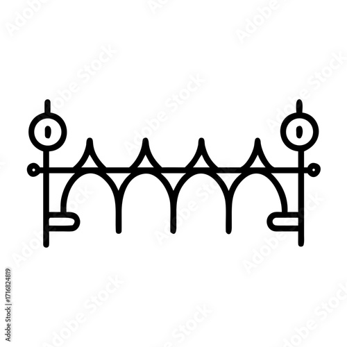 Decorative fence design in minimalist line art style  