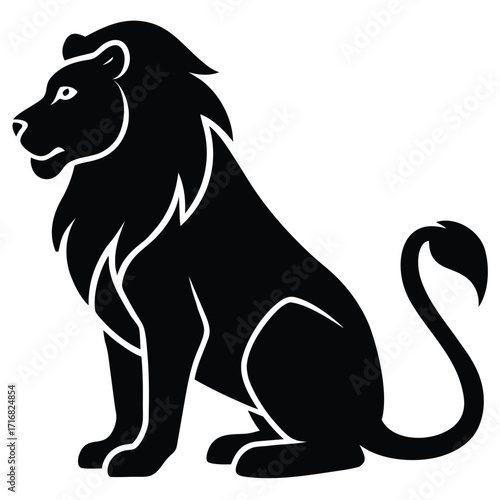 sitting lion side view vector icon