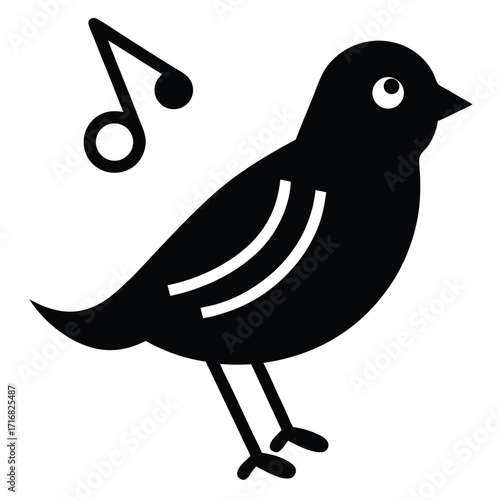 canary   singing pose with notes vector icon
