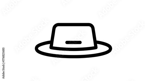 Simple line drawing of a flat-brimmed hat in minimalist style  