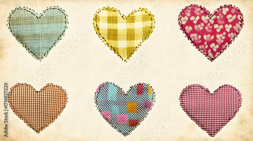 Colorful fabric hearts