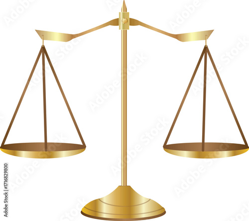Scales Balance Icon. Golden Scales Balance Icon. Justice and Equality Symbol Vector Illustration.