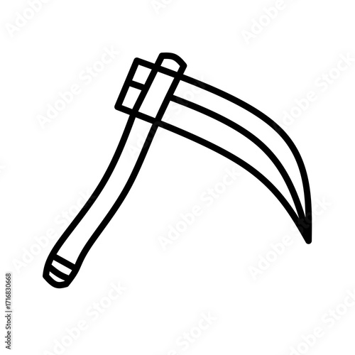 Simple Line Scythe Halloween Symbol Design Icon, A Minimalist Outline Style