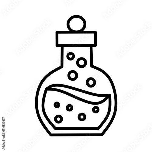 Minimalist Outline Erlenmeyer Flask Science Lab Chemistry Experiment Icon