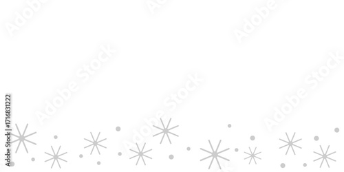 Silver grey snowflakes on white background. Christmas background with snowflakes.