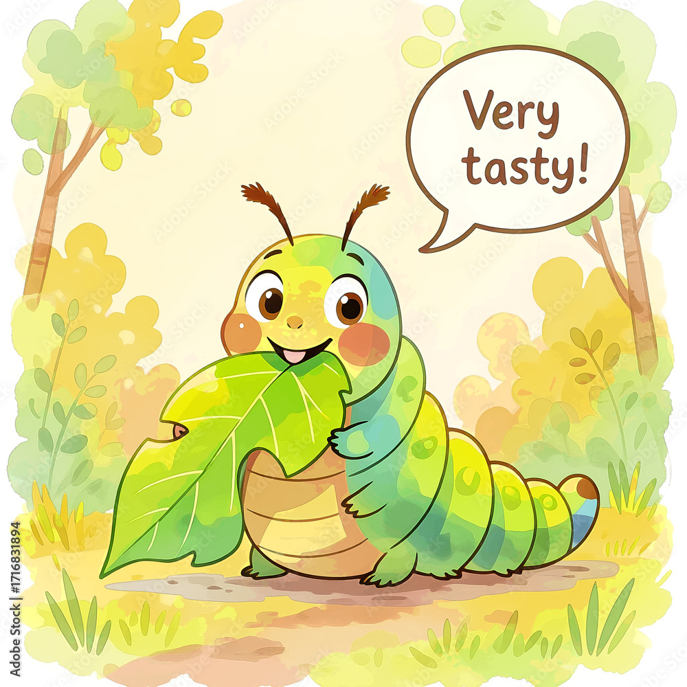 Fototapeta premium caterpillar with leaf