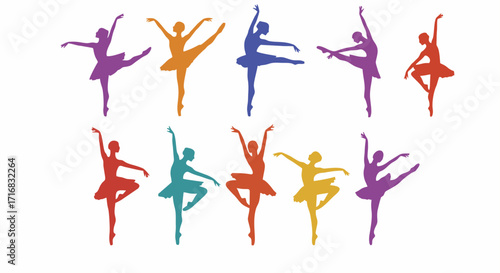 Vector illustration of ballet dancers silhouettes – graceful dance and performing arts concept