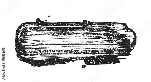 Distressed dark gray brush stroke with subtle grunge texture and faint illegible text overlay
