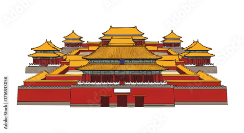 Explore the majestic Forbidden City with its stunning architecture and rich history in this vibrant illustration