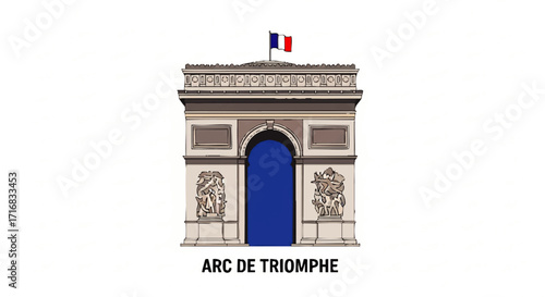 Capture the elegance of Paris with this Arc de Triomphe illustration, iconic travel destination