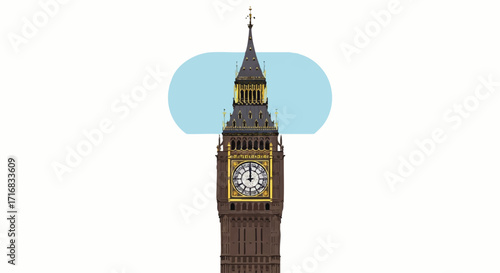Explore London's iconic Big Ben clock tower with elegant design elements for travel and architectural projects