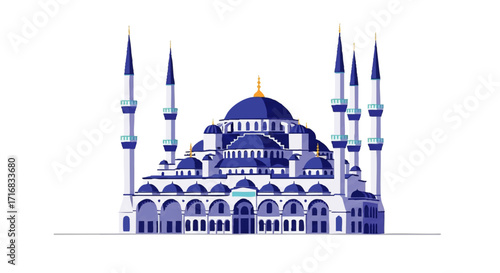 Explore the Blue Mosque in Istanbul with this detailed graphic perfect for cultural or travel design projects