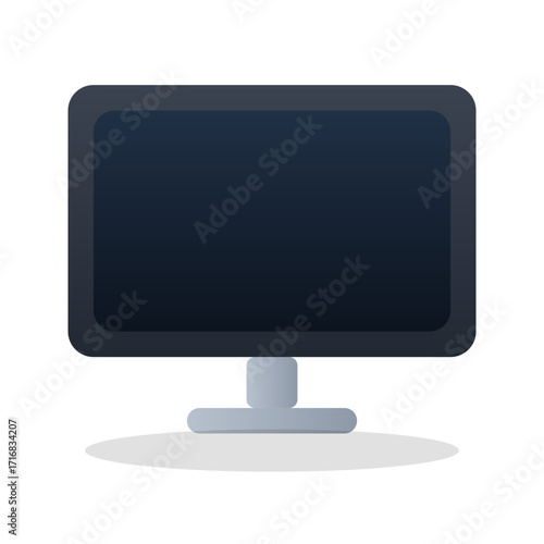 Desktop monitor realistic screen vector icon with stand