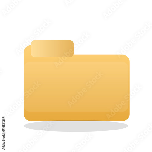 Folder realistic yellow directory vector icon with tab