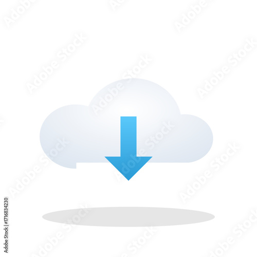 Download realistic cloud arrow vector icon for save