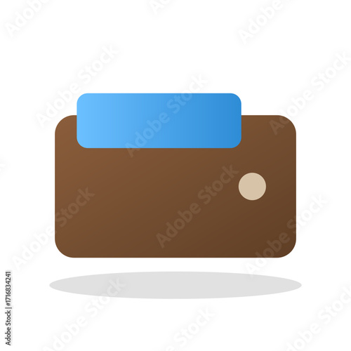 Wallet realistic leather finance vector icon with card