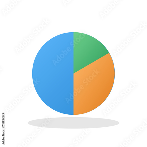 Pie chart realistic analytics vector icon segmented