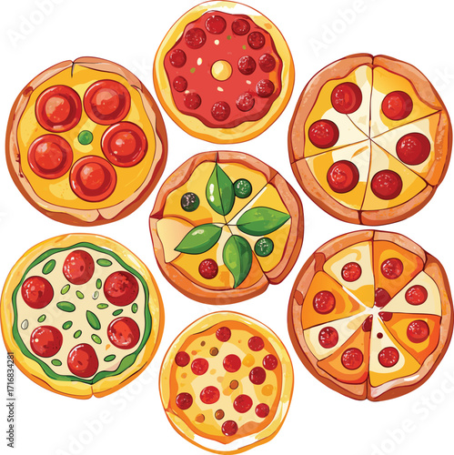 Assortment of Delicious Pizzas Top View food Italian food