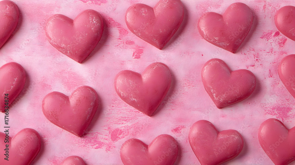 Fototapeta premium Pink hearts pattern