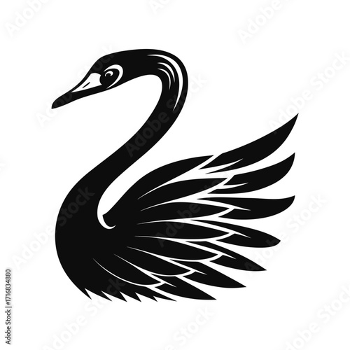 Elegant trumpeter swan silhouette with curved neck