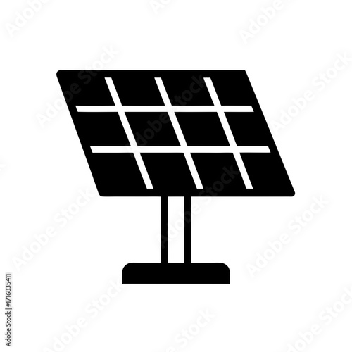 Black solar panel design on transparent background silhouette