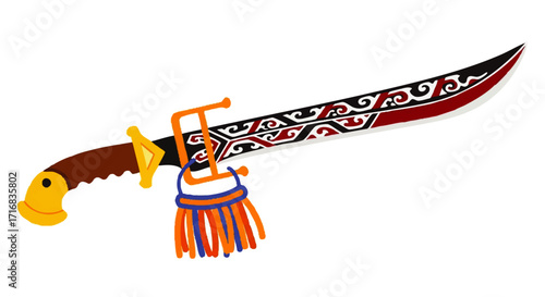 Elegant traditional sword with intricate patterns, a cultural artifact for historical illustrations and design projects