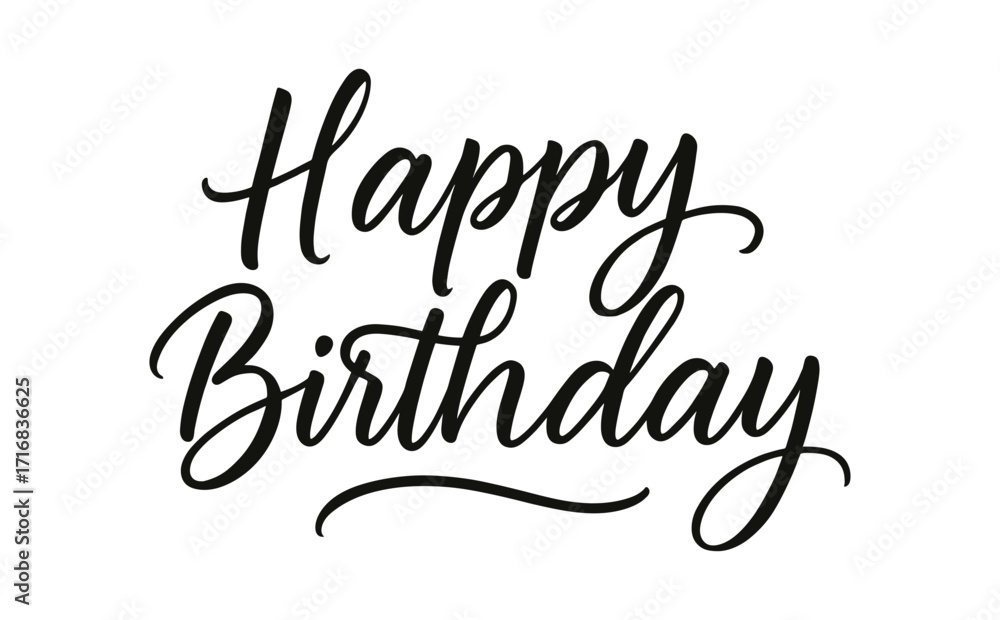 Fototapeta premium Elegant birthday calligraphy greeting with decorative script on white background