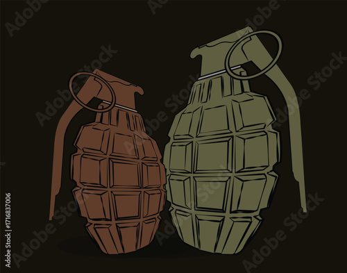 Hand grenades representing danger and conflict illustration