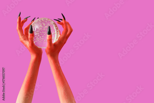 Devil hands with crystal ba...