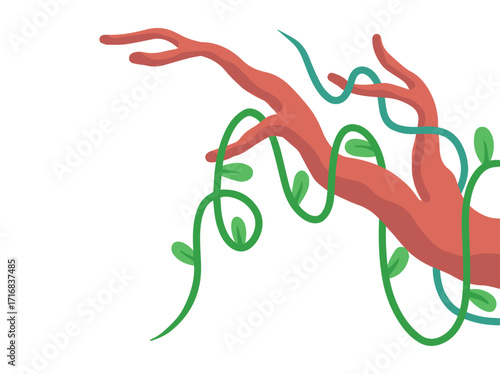 Cartoon Jungle Vine Plant or Liana Branch Vines
