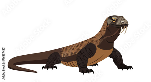 Komodo dragon illustration ready to strike, perfect for educational resources or reptile enthusiasts projects