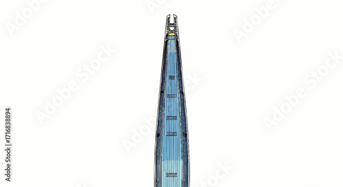 Sleek modern skyscraper design with elegant blue glass facade reaching skyward