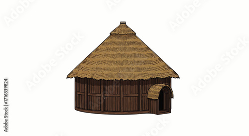Charming rustic thatched roundhouse evokes historical dwelling and traditional living