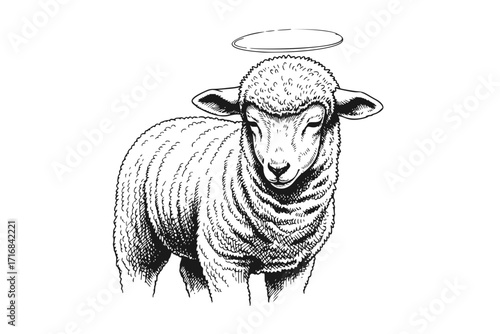 Lamb Symbolizing Jesus Christ – The Lord Who Sacrificed Himself for Humanity’s Sins, Christian Religious Vector Illustration