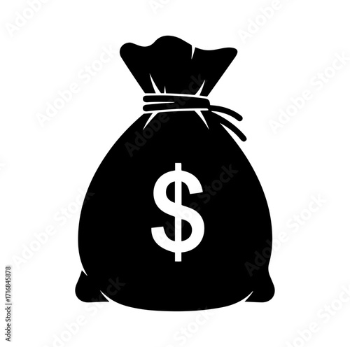 Money bag icon with dollar sign representing wealth and financial success in business vector