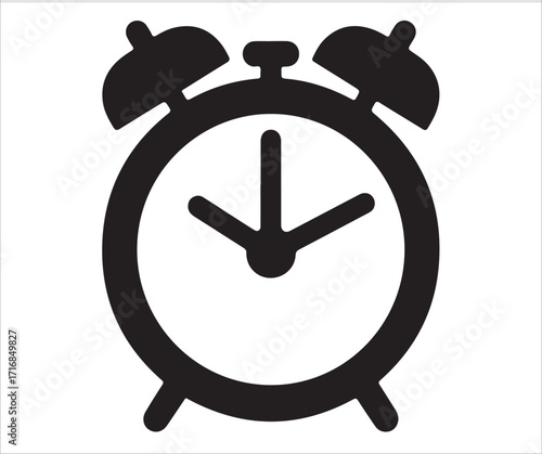 Alarm clock silhouette icon isolated on white background vector illustration