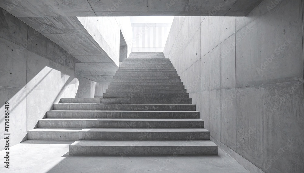 Fototapeta premium Abstract Grey Concrete Staircase Architecture