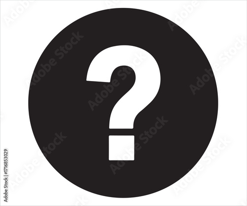 Question mark symbol inside black circle isolated on white background illustration