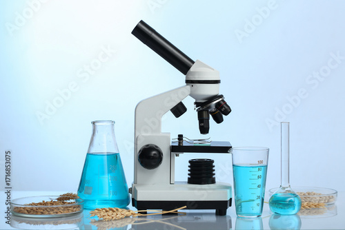 Modern microscope with flas...