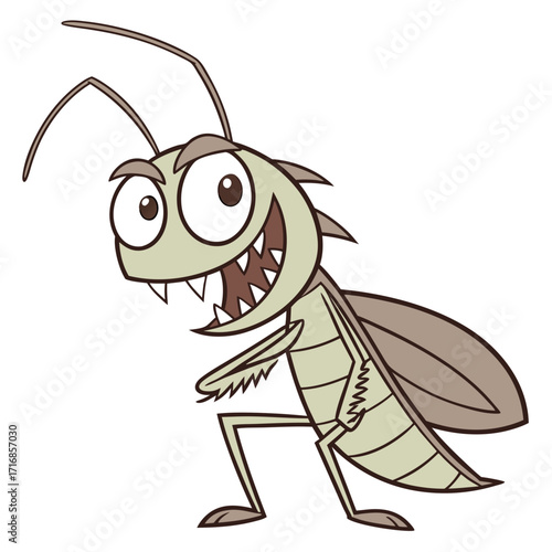 Cartoonish Excited and Gigantic Bug with Wide Eyes