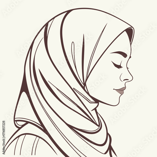 Serene Profile of a Woman in a Hijab